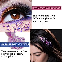 Meicoly Chameleon Light Purple Body Glitterchunky Face Glitter Paintcolor Changing Mermaid Face Glitter Gelholographic Glitte