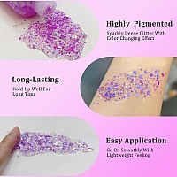 Meicoly Chameleon Light Purple Body Glitterchunky Face Glitter Paintcolor Changing Mermaid Face Glitter Gelholographic Glitte