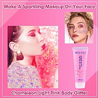 Meicoly Chameleon Light Pink Body Glitterchunky Face Glitter Paintcolor Changing Mermaid Face Glitter Gelholographic Glitter