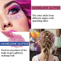 Meicoly Chameleon Light Pink Body Glitterchunky Face Glitter Paintcolor Changing Mermaid Face Glitter Gelholographic Glitter