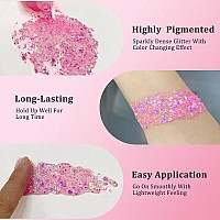 Meicoly Chameleon Light Pink Body Glitterchunky Face Glitter Paintcolor Changing Mermaid Face Glitter Gelholographic Glitter