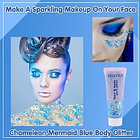 Meicoly Chameleon Mermaid Blue Body Glitterchunky Face Glitter Paintcolor Changing Mermaid Face Glitter Gelholographic Glitte