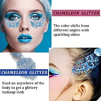 Meicoly Chameleon Mermaid Blue Body Glitterchunky Face Glitter Paintcolor Changing Mermaid Face Glitter Gelholographic Glitte