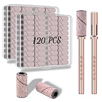 Upgradedepvko 120Pcs Small Sanding Bands For Nail Drills With 2Pcs 31Mm Mandrel Nail Drill Bits 120 Medium Grit Nail File Sa