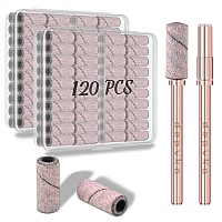 Upgradedepvko 120Pcs Small Sanding Bands For Nail Drills With 2Pcs 31Mm Mandrel Nail Drill Bits 240 Xfine Grit Nail File Sa