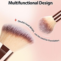 3Pack Dualended Makeup Brushes For Contouring Blending And Bronzing Angled Foundation Brush And Concealer Brush Premium Luxe Ha