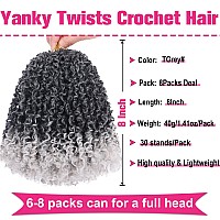 Unionbeauty 8 Inch Prelooped Yanky Twist Crochet Hair 8 Bundles Pre Twisted Short Water Wave Passion Twist Crochet Braids With