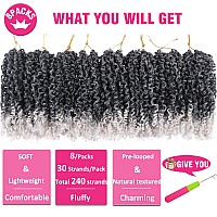 Unionbeauty 8 Inch Prelooped Yanky Twist Crochet Hair 8 Bundles Pre Twisted Short Water Wave Passion Twist Crochet Braids With