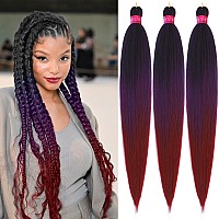 Ombre Pre Stretched Braiding Hair 283 Packs Silky Color Blend Braid Hair Extensions 100 Kanekalon Synthetic Crochet Hair B