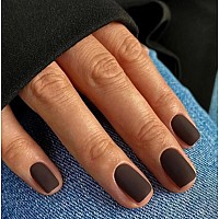 Matte Brown Press On Nails Short Square Short Gel Nails Glue On 2024 Fall Colors Acrylic Nails Press Ons Featured Protective Co