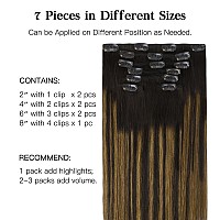 Hotbanana Human Hair Clip In Hair Extensions Balayage Natural Black To Golden Brown 120G Clip In Hair Extensions Real Human Hai