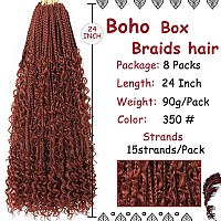 Beverlee 24 Inch Boho Box Braids 8 Packs Goddess Box Braids Crochet Hair Bohemian Hippie Braids Braiding Hair Box Braids With Cu