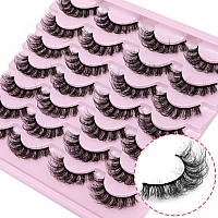 Tnfvloneins False Eyelashes Wispy Mink Lashes Natural Look D Curl Fluffy Fake Eyelashes 16Mm Natural Lashes That Look Like Exten