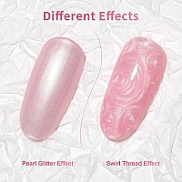 Rarjsm Pearl Pink Nail Art Gel Liner Pearlescent Shell Glitter Swirl Effect Gel Nail Polish 8Ml Build In Thin Brush Painted Draw