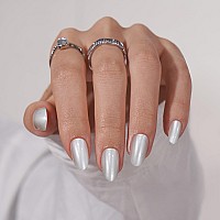 Btartbox Press On Nails Short Pearl White Oval Round Press On Nails For Women Natural Stick On Nails With Glue Glossy Short