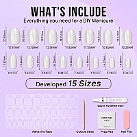 Btartbox Press On Nails Short Pearl White Oval Round Press On Nails For Women Natural Stick On Nails With Glue Glossy Short