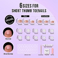 Btartbox Press On Toenails Short White French Tips Toenail Press Ons Square For Women Fit Perfectly Press On Toe Nails With Gl