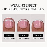 Btartbox Press On Toenails Short White French Tips Toenail Press Ons Square For Women Fit Perfectly Press On Toe Nails With Gl