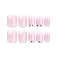 Sinsen Press On Nails Short Gradient Pink White Press On Nails Square Glossy Rhinestone Fake Nails With Adhesive Glue Tabs R