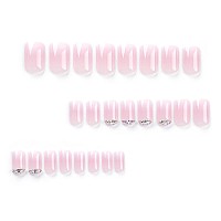 Sinsen Press On Nails Short Gradient Pink White Press On Nails Square Glossy Rhinestone Fake Nails With Adhesive Glue Tabs R