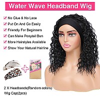 Aksice Synthetic Curly Headband Wig For Black Women Water Wave Headband Wigs With Glueless Half Wig Comfortable Stylish Hair