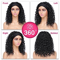 Aksice Synthetic Curly Headband Wig For Black Women Water Wave Headband Wigs With Glueless Half Wig Comfortable Stylish Hair