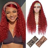 Aksice Synthetic Curly Headband Wig For Black Women 26 Inch Wet And Wavy Wigs With Attached Headbands Glueless Half Head Band