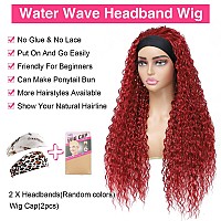 Aksice Synthetic Curly Headband Wig For Black Women 26 Inch Wet And Wavy Wigs With Attached Headbands Glueless Half Head Band