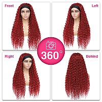 Aksice Synthetic Curly Headband Wig For Black Women 26 Inch Wet And Wavy Wigs With Attached Headbands Glueless Half Head Band