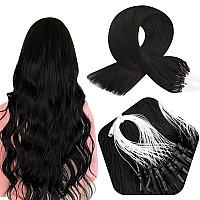 Full Shine Black Hair Extensions 22 Inch Long Micro Hair Extensions Human Hair 50 Gram Micro Loop Human Hair Extensions 1Gs Mic