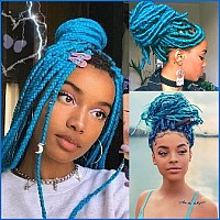 Run Shui Lake Blue Pre Stretched Braiding Hair 2 Packs Pre Feathered Braid Hair Extensions 30 Inches Kanekalon Hair Braids