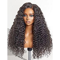 Luvme Hair 16 Inch Natural Black Curly 5X5 Lace Front Wig Human Hair Pre Cut Lace Glueless 5X5 Closure Wig Pre Plucked For Women