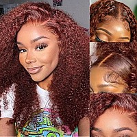 Unice Pre Everything Bye Bye Knots Wig 13X4 Ear To Ear Lace Front Wigs Human Hair Jerry Curly Reddish Brown Put On And Go Gluele