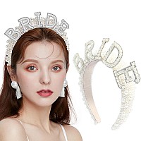 Mhdgg Bridal Headband For Wedding White Bling Rhinestones Hairbands Bridal Hair Hoop Wedding Accessories For Girls