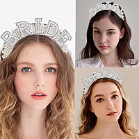 Mhdgg Bridal Headband For Wedding White Bling Rhinestones Hairbands Bridal Hair Hoop Wedding Accessories For Girls