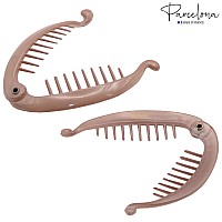 Parcelona French Effortless Mini Set Of 2 Celluloid Banana Hair Clip For Fine Hair Made In France Blush Pink