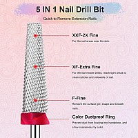 Depvko Super Long 5 In 1 Nail Drill Bits 332 Carbide Tungsten Bits Two Way Rotate Professional Advanced Safety Bits For Nai