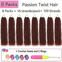 Alrence Passion Twist Hair Copper Red 14 Inch 8 Packs Passion Twist Crochet Hair Long Bohemian Crochet Braids 14 Inch 350