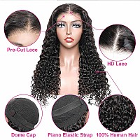 32 Inch Wear And Go Glueless Wig Pre Cut Hd Lace Deep Wave Human Hair Wig Pre Plucked For Beginners 180 Density Deep Curly Lace