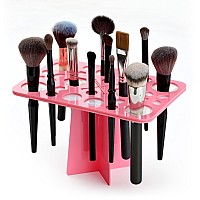 Luckyiren Makeup Brushes Drying Rack Brushes Dryer Collapsible 28 Slot Acrylic Brush Holder Stand Tree Tray Support Display Fo