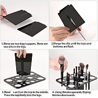 Luckyiren Makeup Brushes Drying Rack Brushes Dryer Collapsible 28 Slot Acrylic Brush Holder Stand Tree Tray Support Display Fo