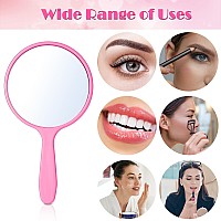 Jetec 25 Pcs Handheld Mirror With Handle 394 L X 217 W Small Portable Round Mirror Bulk For Kids Travel Makeup Classroom