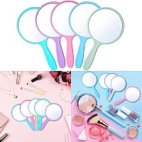 Jetec 25 Pcs Handheld Mirror With Handle 394 L X 217 W Small Portable Round Mirror Bulk For Kids Travel Makeup Classroom