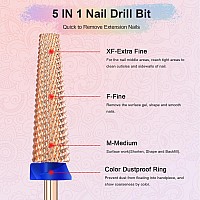 Depvko Super Long 5 In 1 Nail Drill Bits 332 Carbide Tungsten Bits Two Way Rotate Professional Advanced Safety Bits For Nai