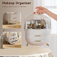 Makeup Storage Organizer With Lid Waterproof Cosmetics Skincare Organizer For Vanity Portable Makeup Storage Box For Counterto