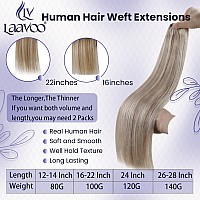 Laavoo Highlights Sew In Weft Hair Extensions Human Hair Bundles Real Remy Hair Extensions Weft For Women Dirty Blonde With Plat