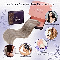 Laavoo Highlights Sew In Weft Hair Extensions Human Hair Bundles Real Remy Hair Extensions Weft For Women Dirty Blonde With Plat