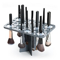 Luckyiren Brush Drying Rack Brushes Dryer Collapsible 28 Slot Acrylic Brush Holder Stand Tree Tray Support Display For Makeup