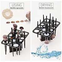 Luckyiren Brush Drying Rack Brushes Dryer Collapsible 28 Slot Acrylic Brush Holder Stand Tree Tray Support Display For Makeup