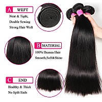 10A Straight Bundles With Closure Human Hair Brazilian Human Hair Bundles With Closure 100 Unprocessed Virgin Straight Hair Wea